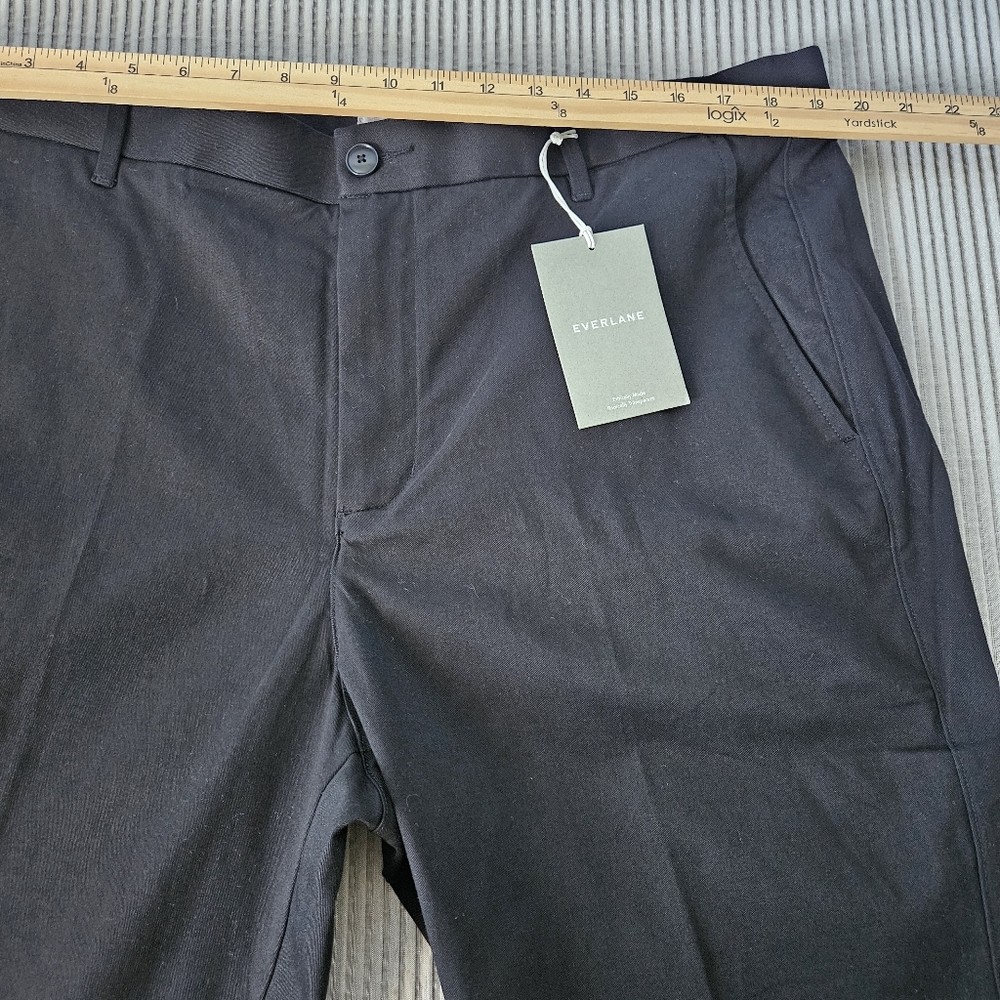 Everlane Pants Mens 40x30 Black Twill Slim Fit Stretch Tailored Trousers New - Picture 7 of 9